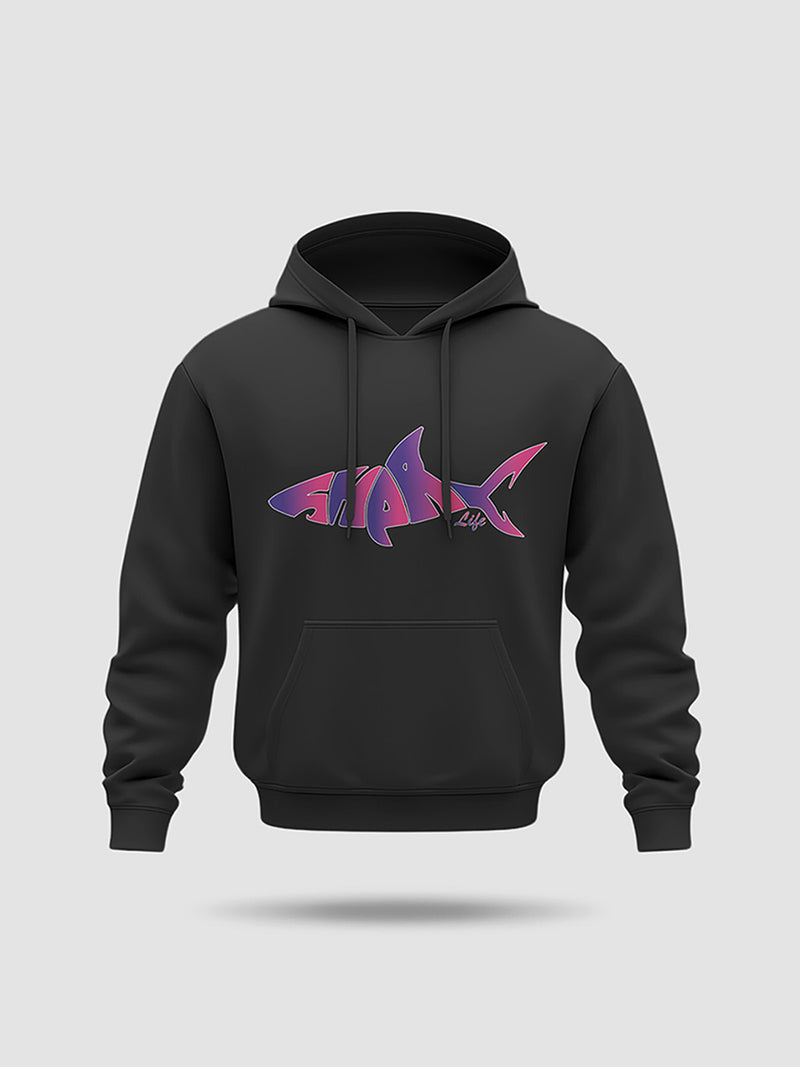 HOODIE SHARK BLACK KALASH VIOLET ROSE