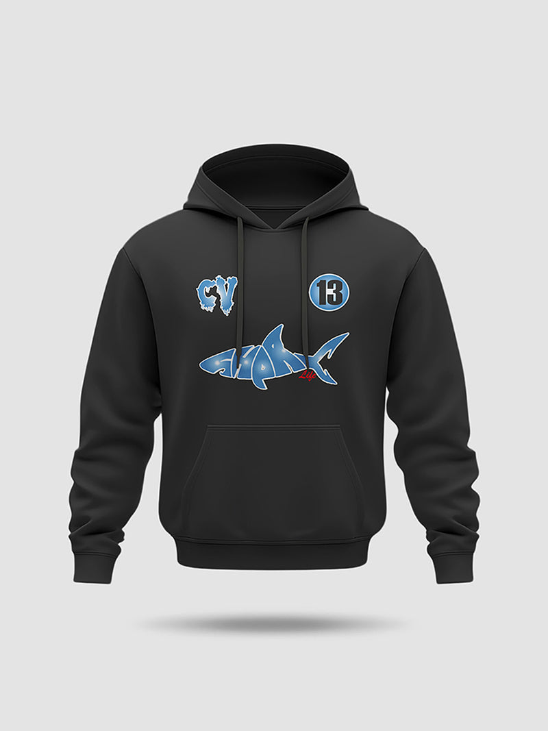 HOODIE SHARK BLACK CV BLEU