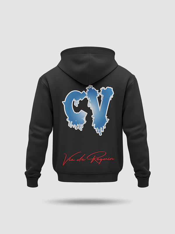 HOODIE SHARK BLACK CV BLEU