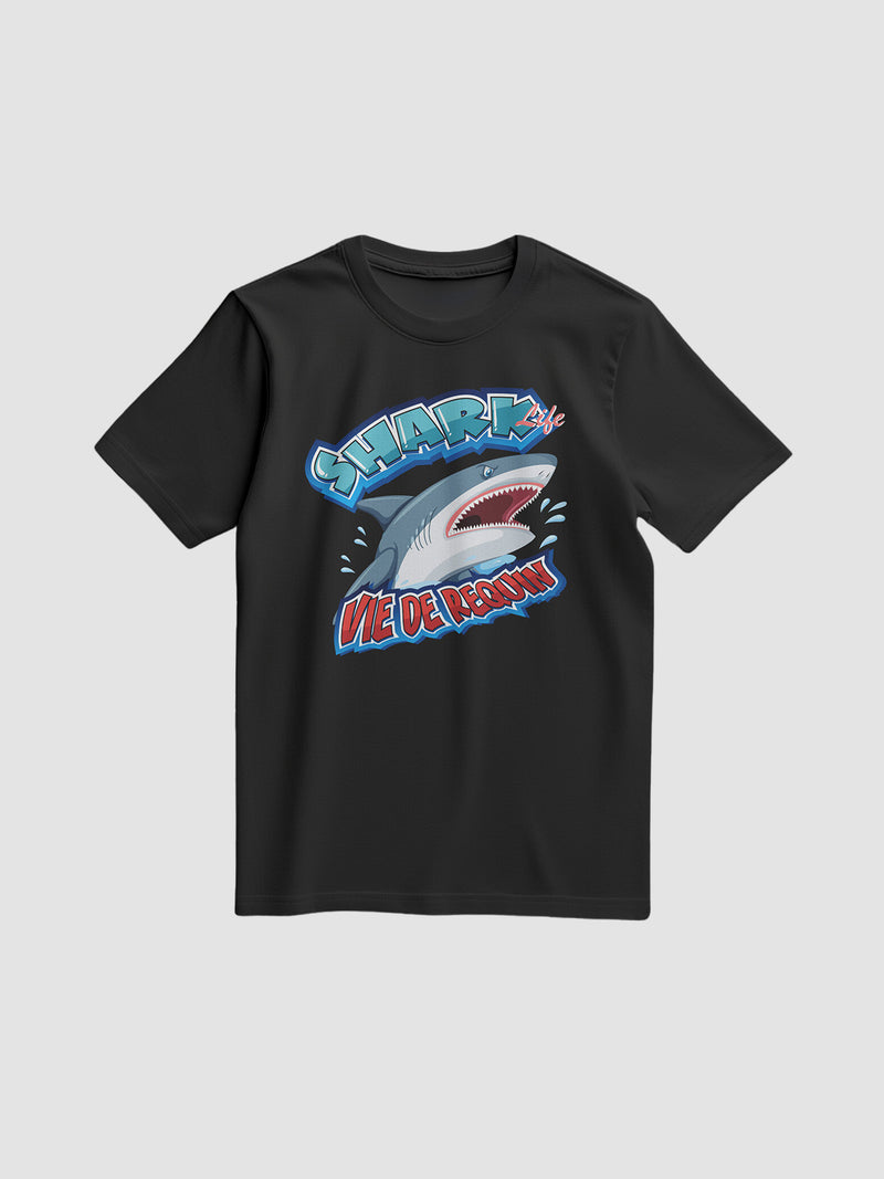 T-SHIRT SHARK BLACK COMICS