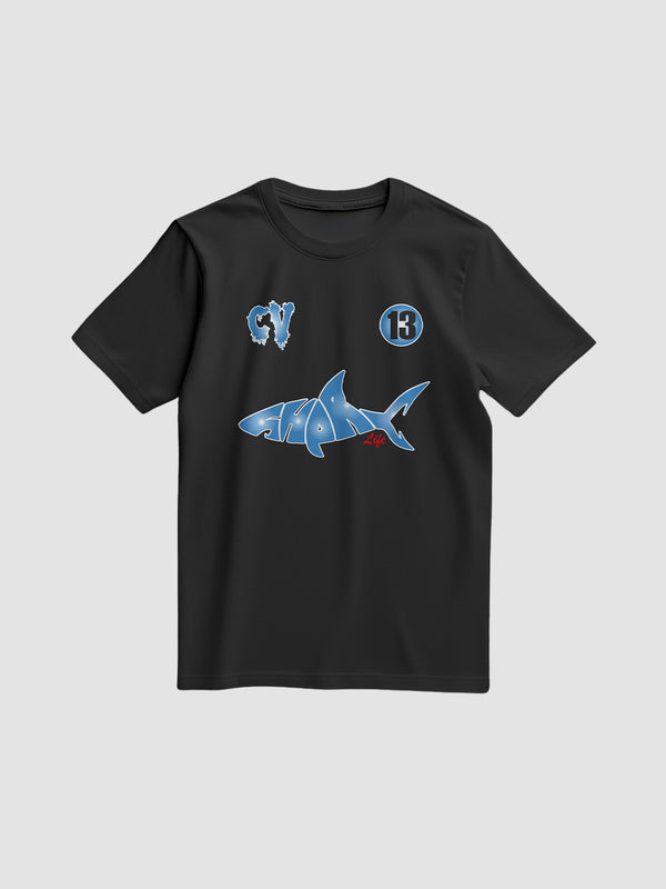 T-SHIRT SHARK BLACK CV BLEU