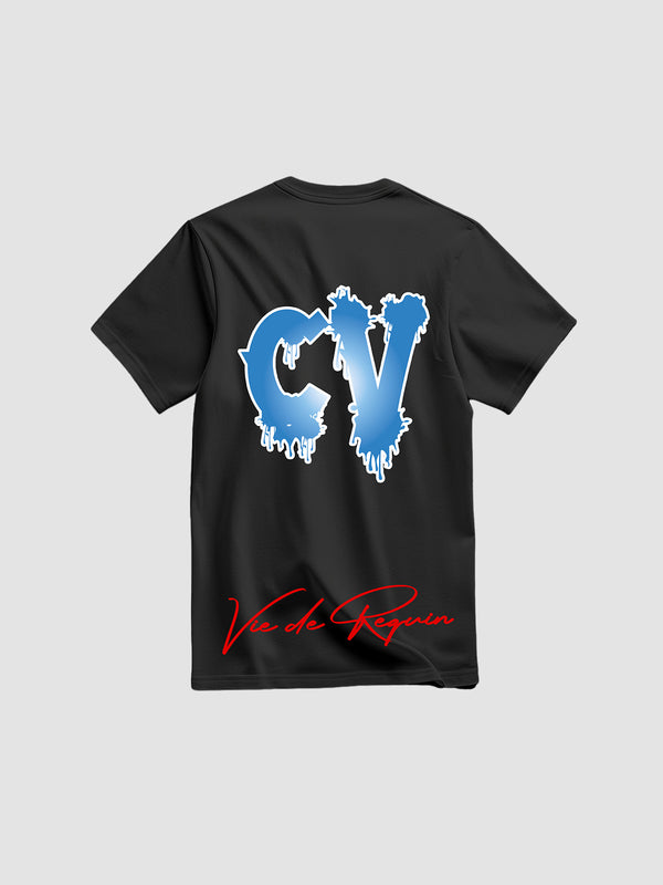 T-SHIRT SHARK BLACK CV BLEU