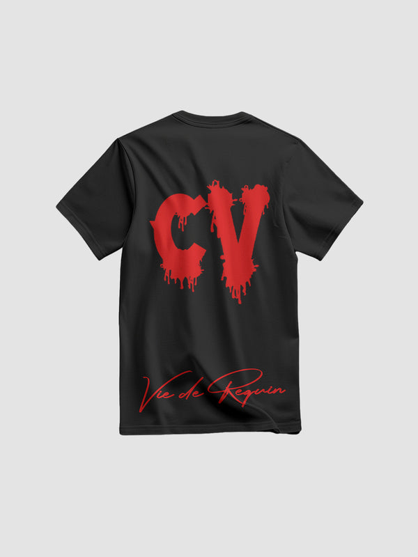 T-SHIRT SHARK BLACK CV RED