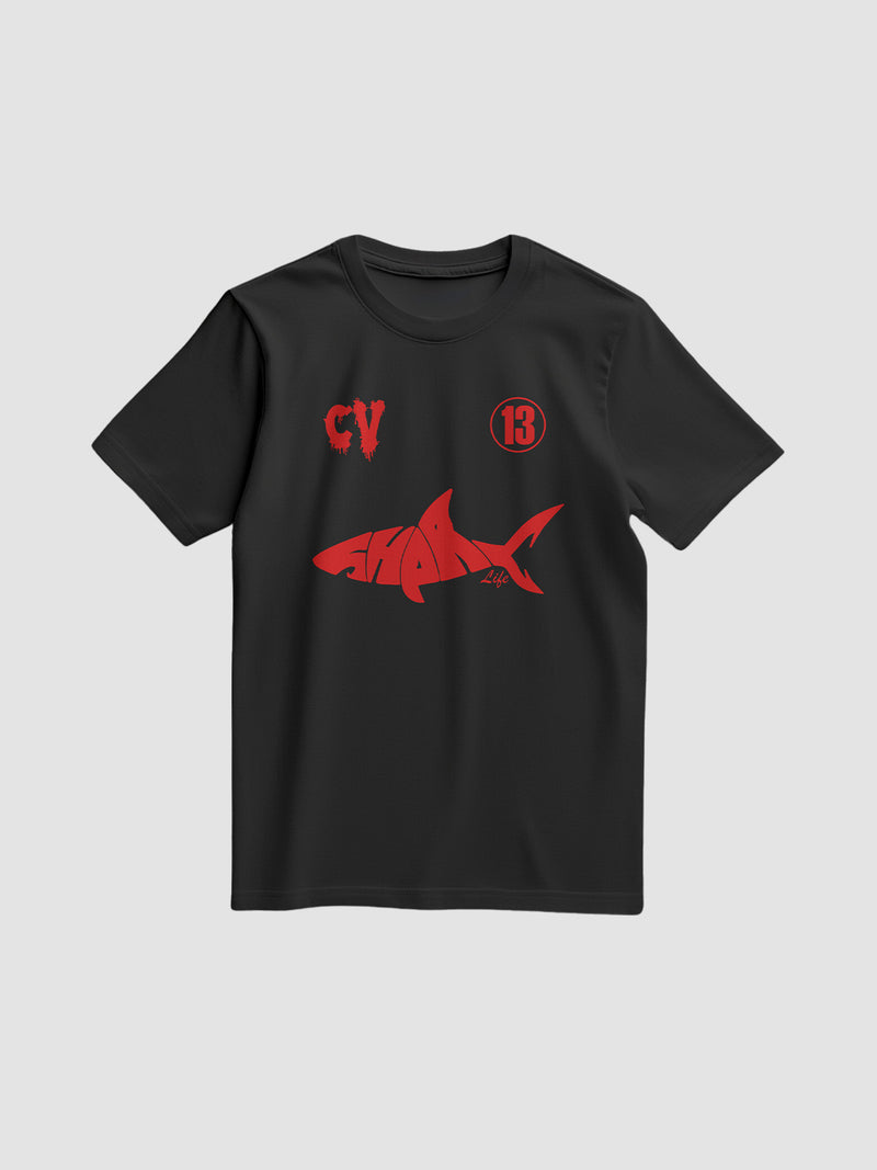 T-SHIRT SHARK BLACK CV RED