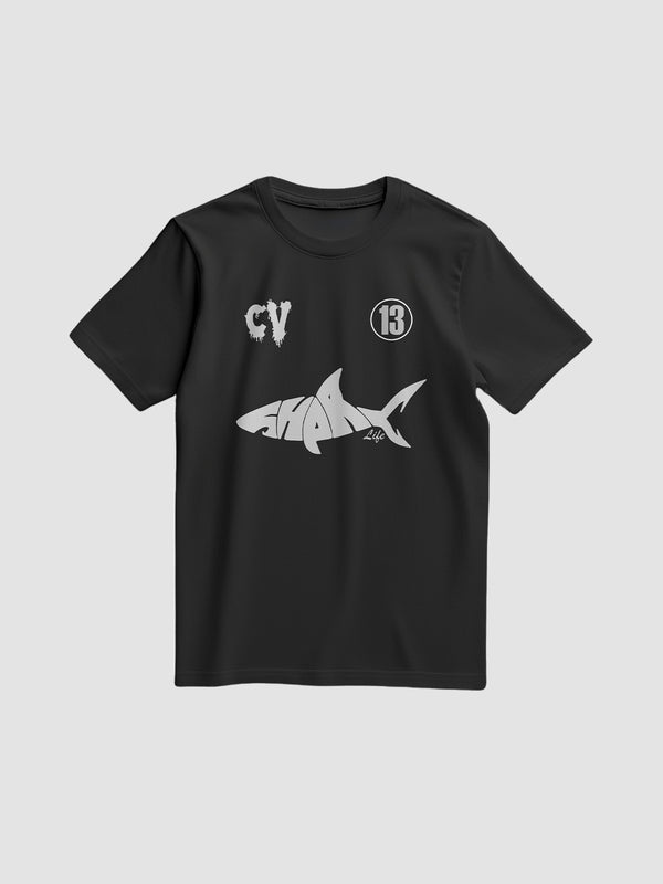 T-SHIRT SHARK BLACK CV WHITE